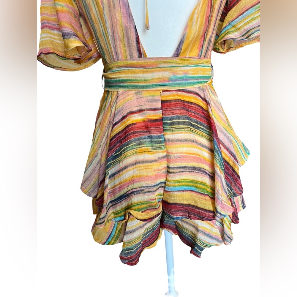 NWT Luxxel Stripped Print Ruffle Romper Small Dress Juniors LR 5795 - Picture 6 of 14